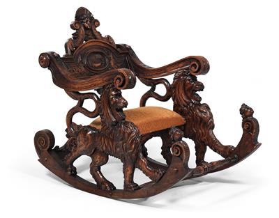 Unusual historicist rocking chair, - Furniture and decorative art