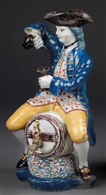 Man with goblet and bottle sitting on a barrel, - Property from Aristocratic Estates and Important Provenance
