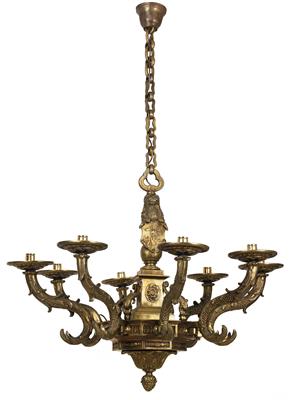 Large bronze chandelier, - Nábytek