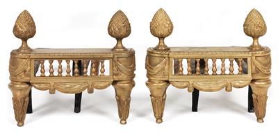Pair of fireplace chenets, - Mobili