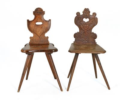 Two different rustic wooden chairs, - Rustikální nábytek