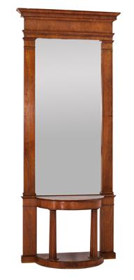 Biedermeier console with mirror, - Furniture