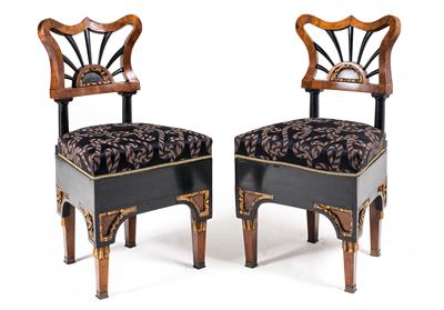 Pair of unusual and rare Biedermeier chairs, - Nábytek, koberce