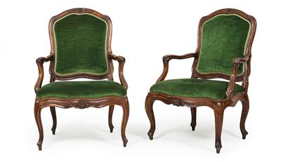 Pair of Baroque armchairs, - Nábytek, koberce