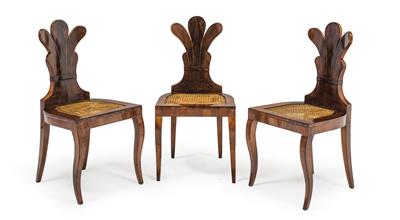 Satz von 3 ausgefallenen Biedermeier-Stühlen, - Möbel und dekorative Kunst