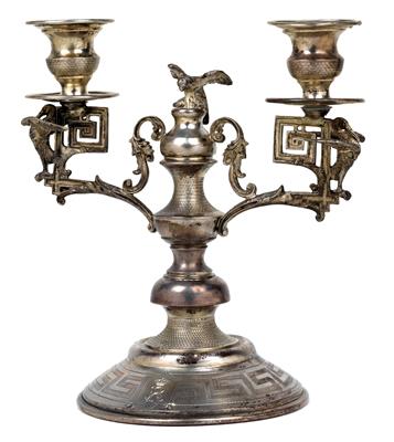 Kronprinz Rudolf - Zweiflammiger Kerzenleuchter aus der Ausstattung des Jagdschlosses Mayerling, - Aus aristokratischem Besitz
