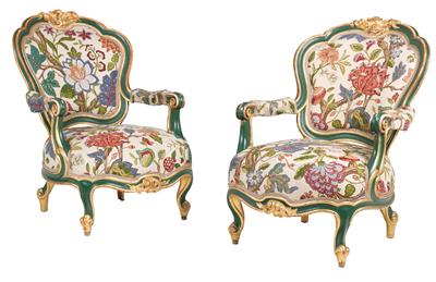 Pair of neo baroque armchairs, - Di provenienza aristocratica