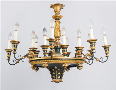 Large Biedermeier wooden chandelier, - Furniture