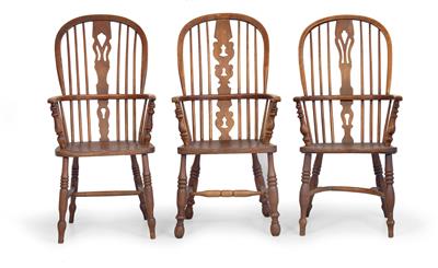 Set of six provincial Windsor chairs, - Rustikální nábytek