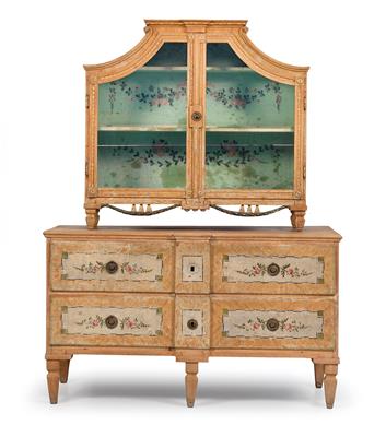 Rare rustic Neo-Classical cabinet on chest, - Rustikální nábytek