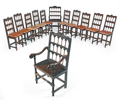 Baroque ensemble comprising 10 chairs and 2 armchairs, - Nábytek, koberce