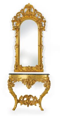 Console table with wall mirror, - Furniture