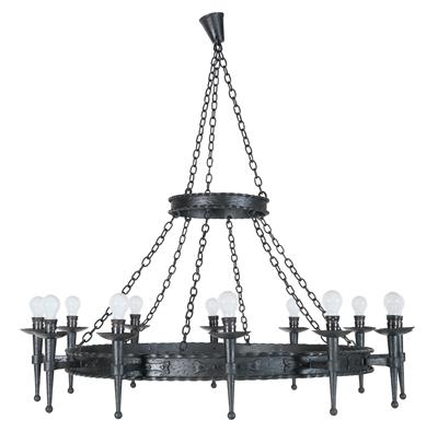 Large wrought iron chandelier, - Nábytek, koberce