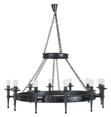 Large wrought iron chandelier, - Mobili e arti decorative