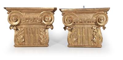 Pair of large capitals from pilasters or columns, - Mobili e arti decorative