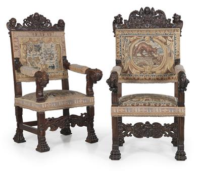 Pair of imposing armchairs, - Mobili e arti decorative
