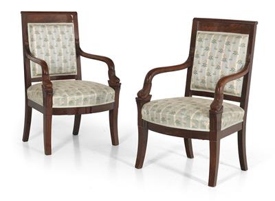 Pair of Neo-Classical revival armchairs, - Nábytek, koberce