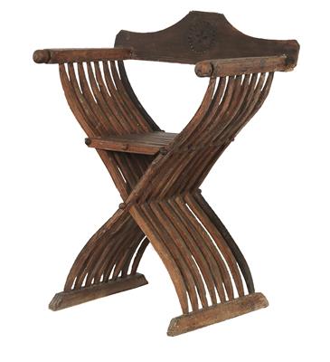 Early Italian Renaissance Scissor Seat, - Castle Schwallenbach - Collection Reinhold Hofstätter (1927- 2013)