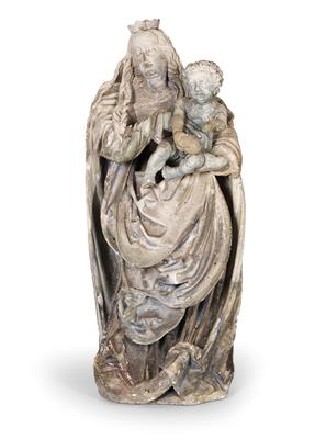 Late Gothic sandstone madonna, - Castle Schwallenbach - Collection Reinhold Hofstätter (1927- 2013)