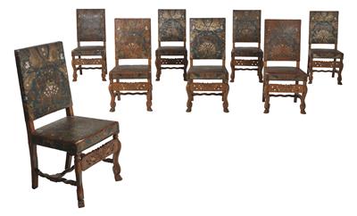 Rare set of 8 chairs in Baroque style, - Mobili