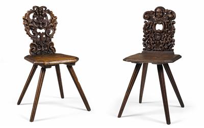 2 Baroque wooden chairs, - Rustikální nábytek