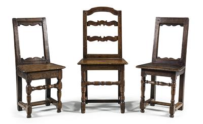 Group of 3 provincial chairs, - Rustikální nábytek