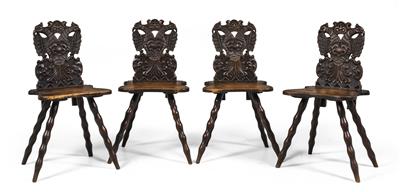 Set of 4 carved chairs, - Rustikální nábytek