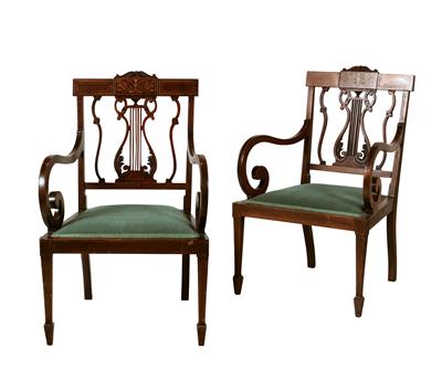 A pair of English armchairs, - Selected by Hohenlohe