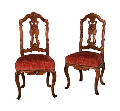A pair of late Baroque chairs, - Selected by Hohenlohe