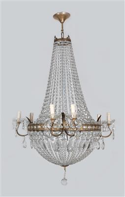 Basket-shaped glass chandelier, - Furniture and Decorative Art