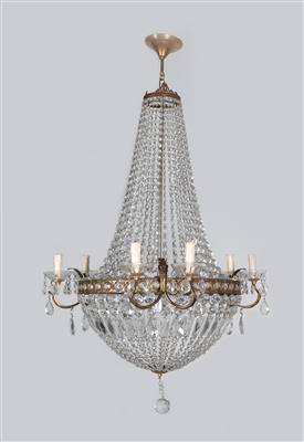 Basket shaped glass chandelier, - Mobili e arti decorative