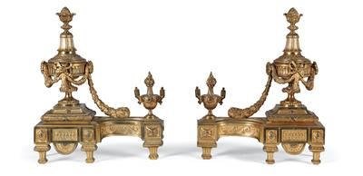 Pair of fireplace chenets, - Mobili e arti decorative