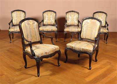 A set of 6 Baroque armchairs, - Collection Reinhold Hofstätter