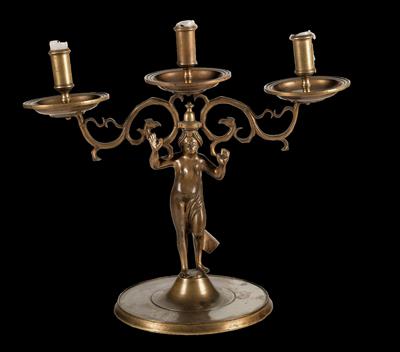 A figural three-arm candelabrum, - Collezione Reinhold Hofstätter