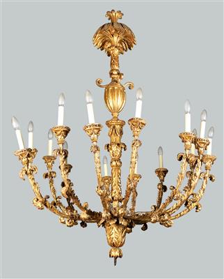 A rare Neo-Classical wooden chandelier, - Collection Reinhold Hofstätter