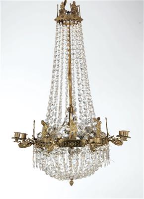 Neo-Classical revival basket-shaped salon chandelier, - Nábytek