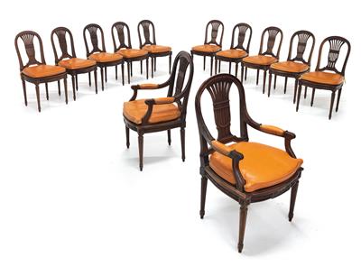 Set of 10 chairs and 2 armchairs, - Nábytek