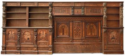 Two different sets of library shelves, - Mobili e arti decorative