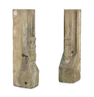 Pair of carved sandstone fragments in Gothic revival style,. - Rustic Furniture