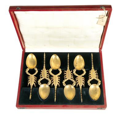 6 scorpion spoons, - Majetek aristokratického původu a předměty důležitých proveniencí