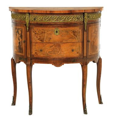 A semicircular console table in transitional style, - Majetek aristokratického původu a předměty důležitých proveniencí