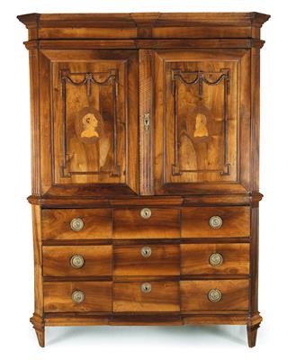 A Josephinian cabinet on chest, - Di provenienza aristocratica