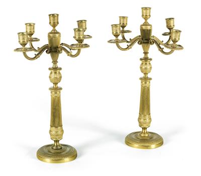 A pair of five-arm candelabra, - Property from Aristocratic Estates and Important Provenance