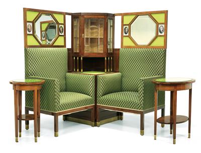 Late Art Nouveau corner seats, - Majetek aristokratického původu a předměty důležitých proveniencí