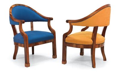 Pair of Biedermeier fauteuils, - Mobili e arti decorative
