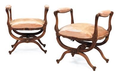 Pair of bassinet-shaped stools, - Nábytek