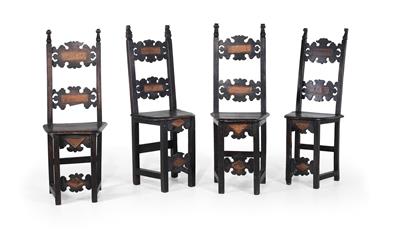 4 wooden chairs, - Rustikální nábytek