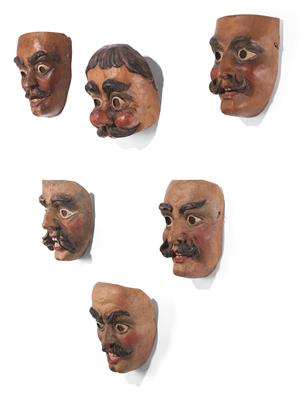 Group of 6 Tyrolean carnival masks, - Rustikální nábytek