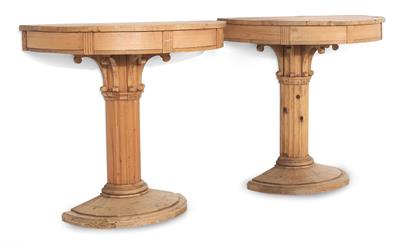 Pair of demi-lune console tables, - Rustikální nábytek