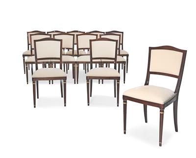 Großer Satz von 12 neoklassizistischen Sesseln, - Möbel und dekorative Kunst